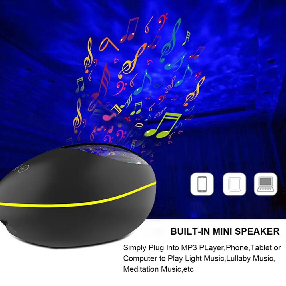 Светодиодный, вращающийся, USB, многофункциональный, Lucky Stone, океан, Bluetooth, пульт дистанционного управления, проекционный светильник, романтический Ночной светильник, украшение дома