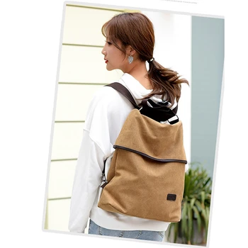 

New Canvas Crossbody Bags for Women 2020 Fashion Shoulder Casual Backpack Simple Large Tote Bag Arcuate Shoulder Strap Solid
