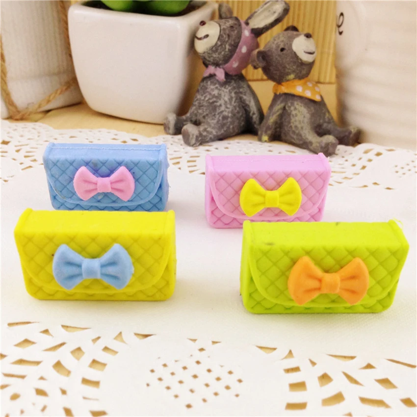 1PC Cartoon Mini Assorted Handbag Shape Eraser Pencil Erasers for Kids Girls Toy Eraser for Birthday Party Supplies Favors