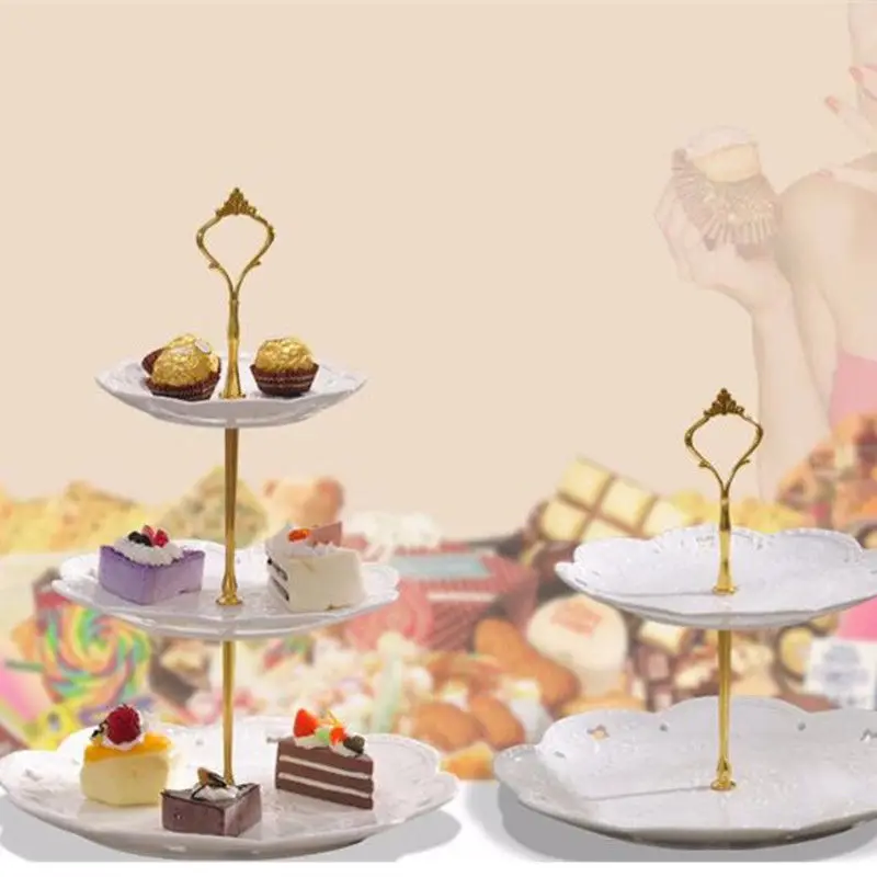 1 комплект 2 или 3 уровня Корона Свадебная вечеринка день рождения торт пластина стенд золото/серебряная ручка фитинг стержень тарелки для фруктов Стенд Лоток для теста