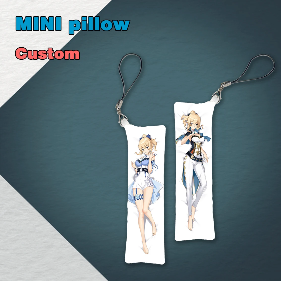 

Anime Game Genshin Impact Jean Gunnhildr Mini Dakimakura 3x10cm Keychain Pillow Hanging Ornament Phone Strap Cute Gifts