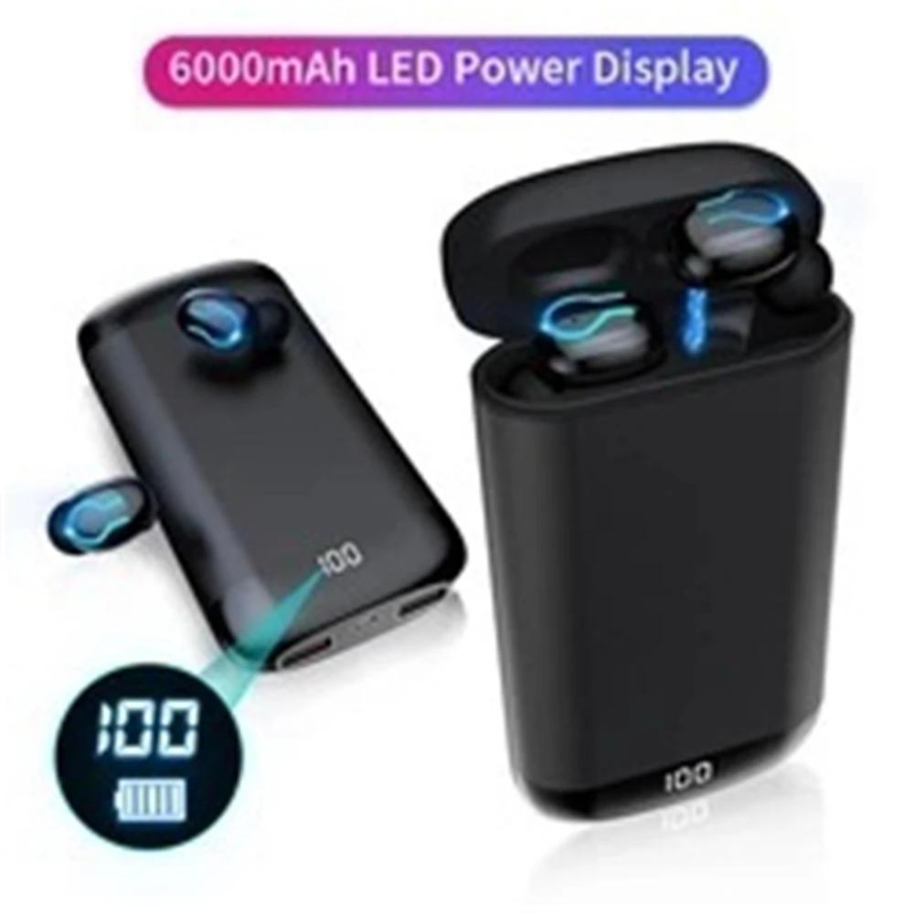 Новинка мини TWS 6000 мА/ч зарядка Bluetooth гарнитура беспроводные наушники