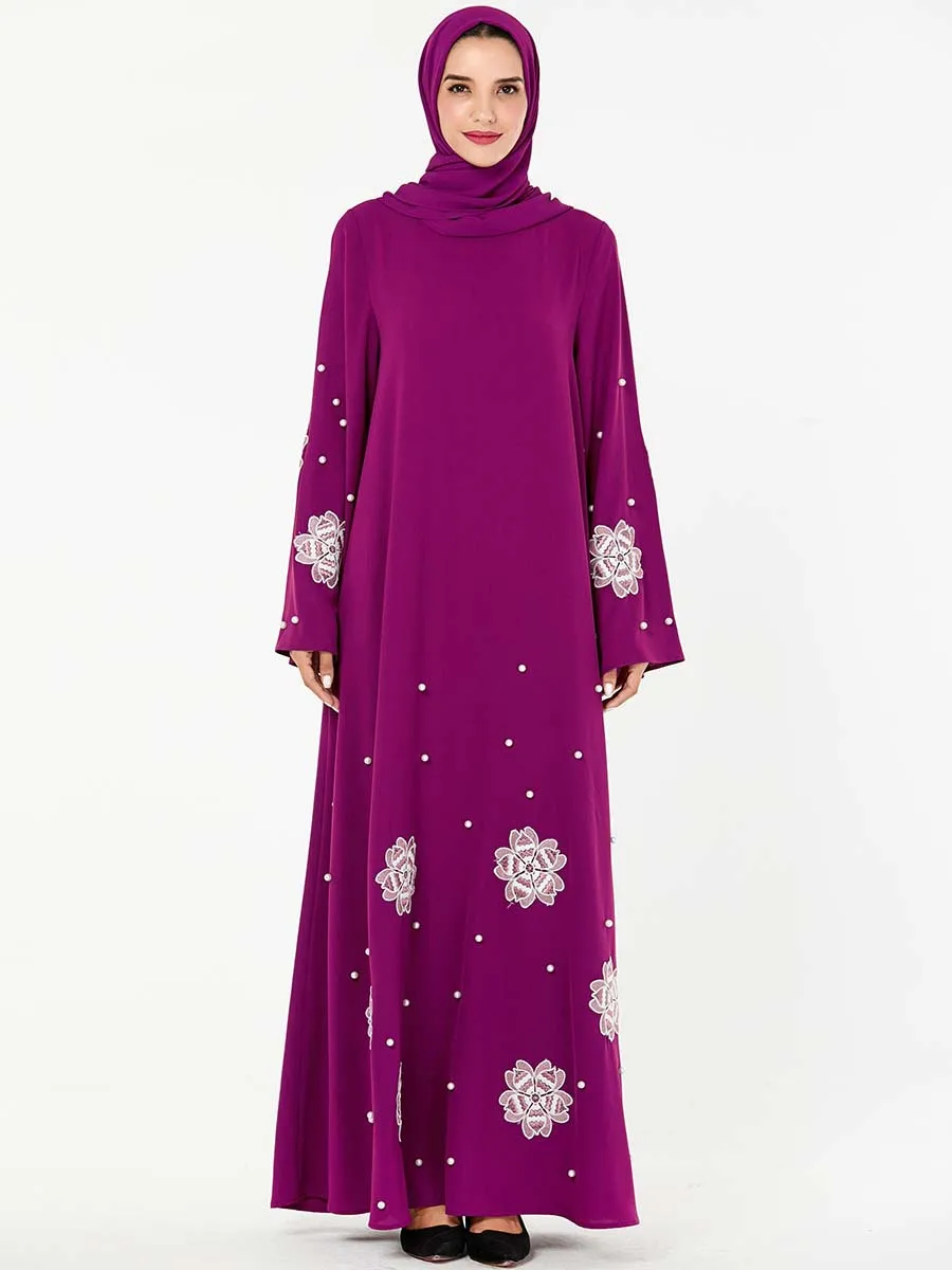 4XL Бисероплетение abaya Дубай турецкое мусульманское платье abaya s женские платья хиджаб цветы кафтан Турция Исламская одежда Восточный халат из марокена