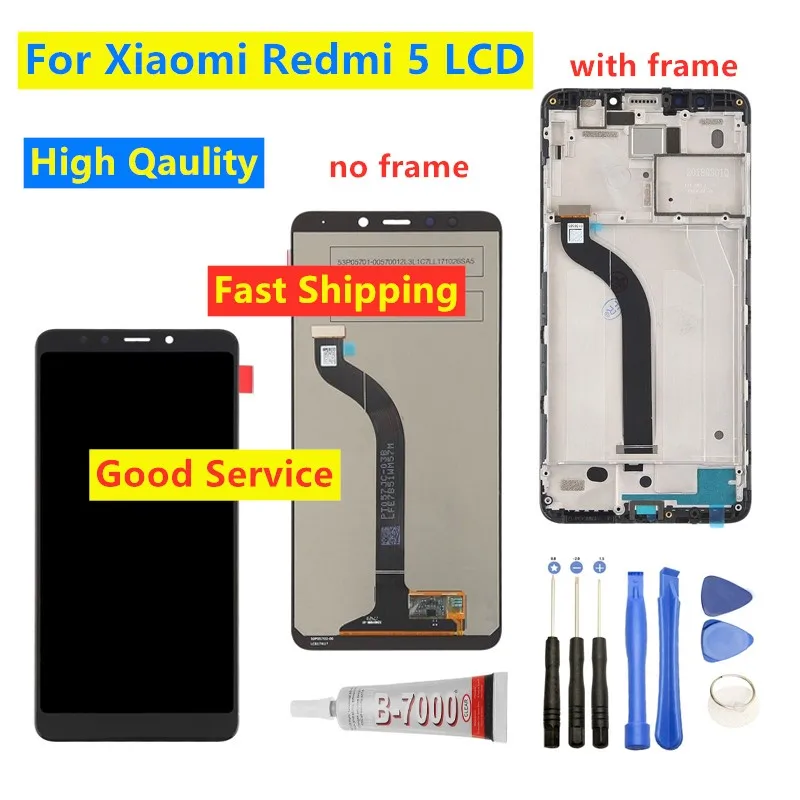 ЖК дисплей 100% дюймов для XiaoMi Redmi 5 с сенсорным экраном и дигитайзером в сборе