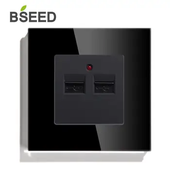 

BSEED Wall Socket Double USB Dual Black Golden White Panel 86mm