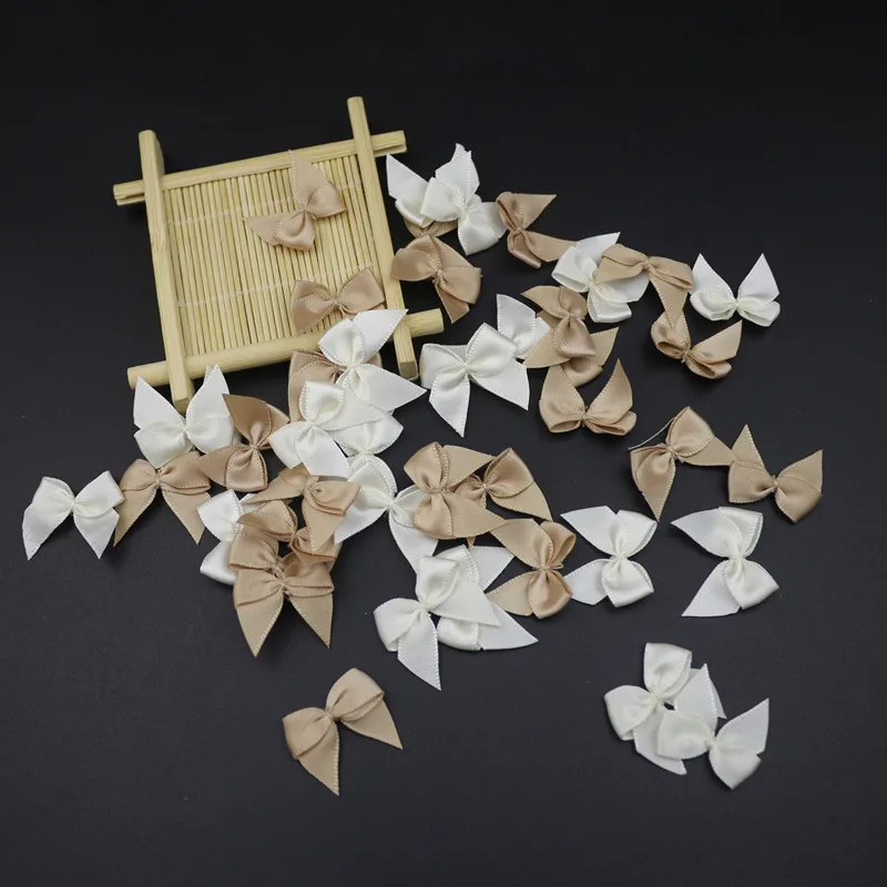 Coffee beige bows 30-150 шт атласные банты DIY ремесло поставки Рождественская вечеринка Декор подарочная упаковка Bowknots Швейные головные уборы аксессуары аппликации - Цвет: Coffee beige bows