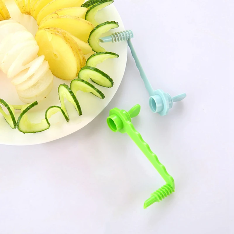 2 Pcs Potato Roll Flower Cutter Carrot Spiral Slicer Cutting Tool Vegetable Cucumber Plastic Kitchen Cooking Roll Flower Cutter