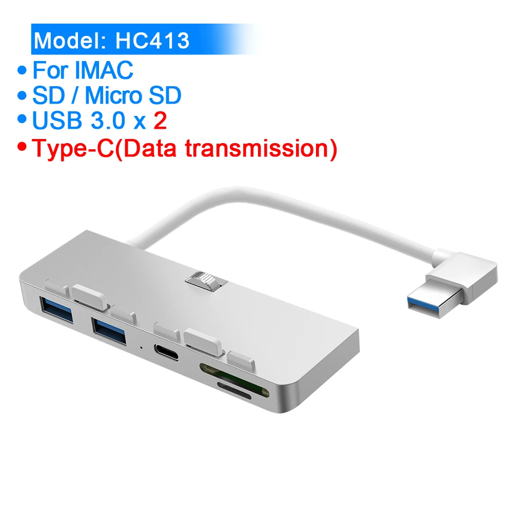 Rocketek алюминиевый сплав usb 3,0 концентратор 3 порта адаптер сплиттер с SD/TF кард-ридер для iMac 21,5 27 PRO тонкий компьютер Unibody - Цвет: HC413