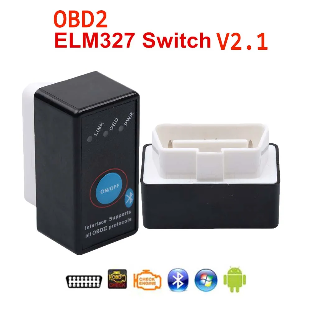 Bluetooth ELM327 V2.1 Auto OBD2 Scanner Support Android Torque ELM 327 Power On/Off Switch Code Reader OBDII | Автомобили и