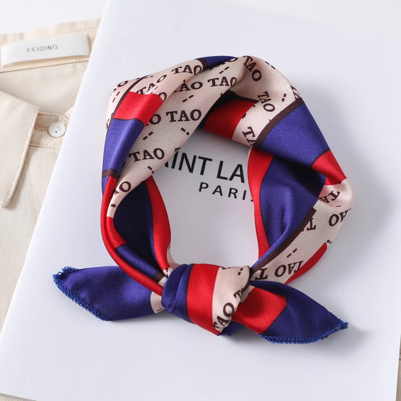 Новый маленький шелковый квадратный шарф Женская резинка для волос с принтом