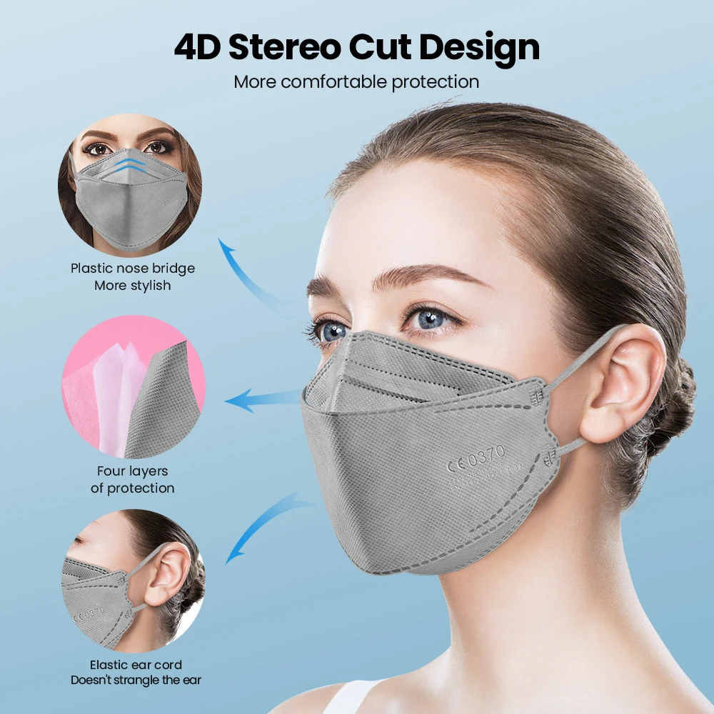 10-200pcs FFP2 CE KN95 Approved Face Masks mascarillas Sanitary safe Reuseable Mouth Mask 5 Layers Non-wove kn95  fpp2 ce mask 5