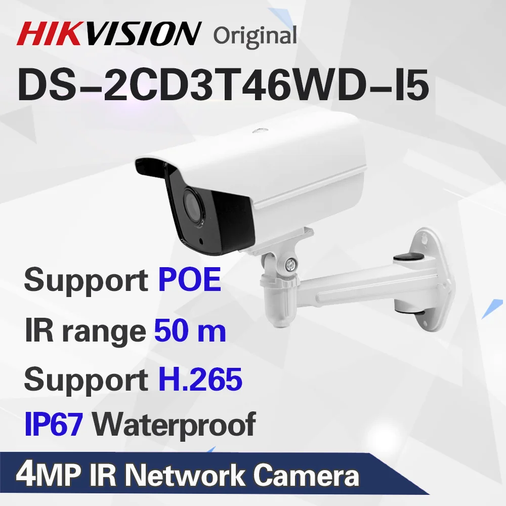 

Free shipping Hikvision 4MP DS-2CD3T46WD-I5 replaced DS-2CD2T45FWD IR HD CCTV camera EXIR Bullet ip camera support POE H265 P2P