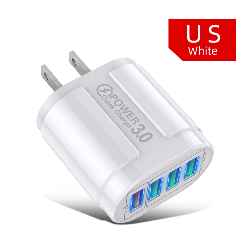 usb charger Lovebay 4 Ports USB Fast Charger Quick Charge 3.0 48W LED Universal Wall Mobile Phone Tablet Chargers Fast Charging For iPhone phone charger Chargers