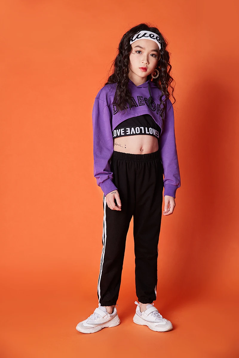 Summer girls clothes set Long Sleeve 2019 8 10 12 14 16 Years jazz dance costumes for kids hip hop hoodie top costume kids Girls (5)