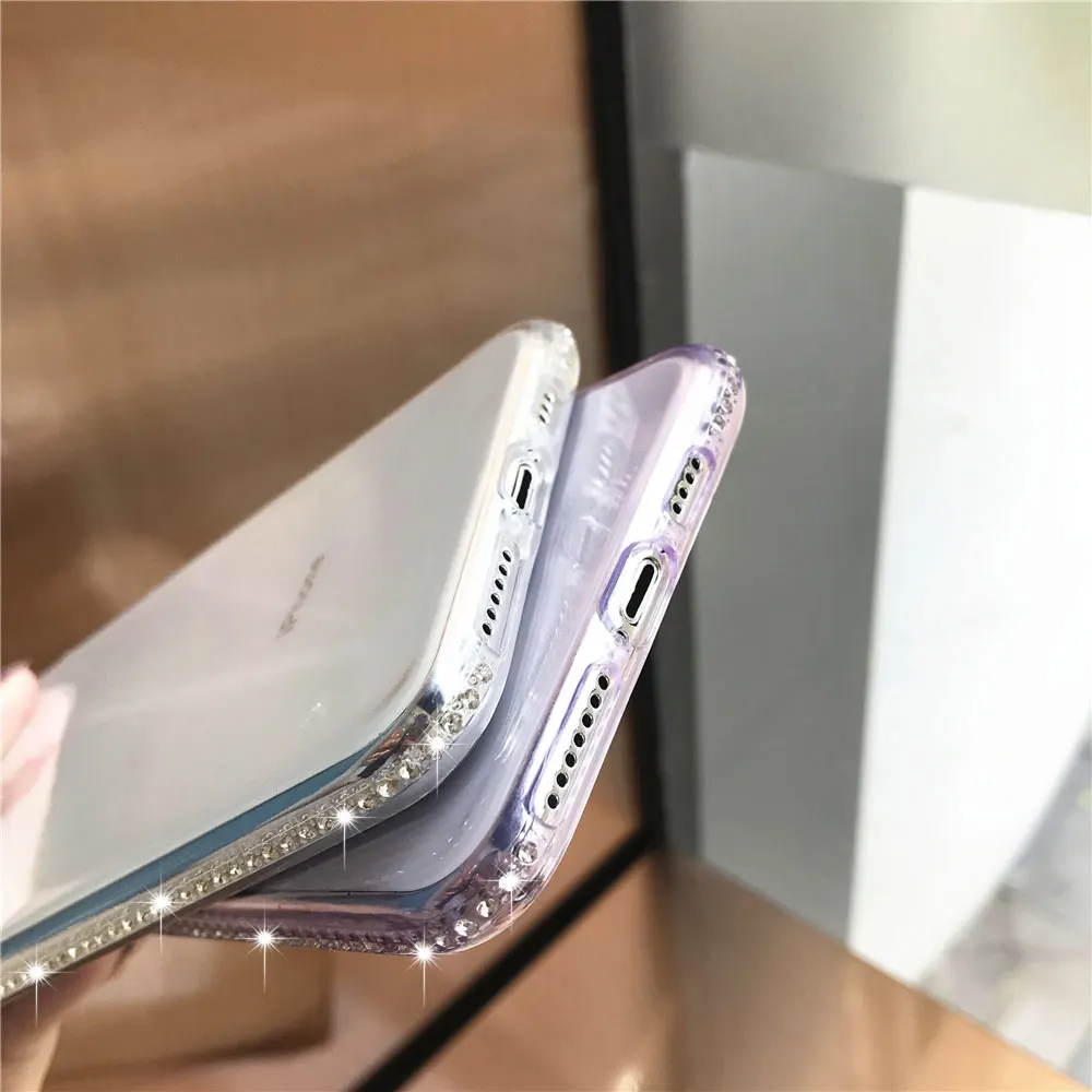 Алмазный бампер чехол для iphone 11 Pro MAX XR XS X 6 7 8 Plus samsung Note 10 S10 S20 Ultra A10 мягкий телефона|