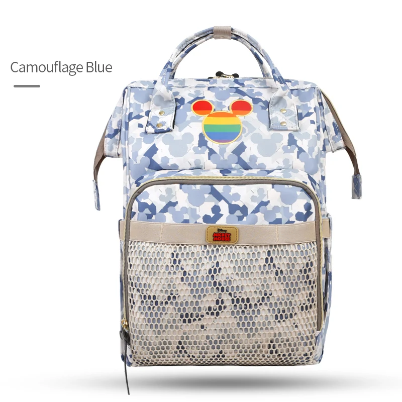 Disney сумка для подгузников с usb новая сумка для мам дорожный рюкзак Детская сумка для подгузников рюкзак для беременных камуфляжная Детская сумка - Цвет: Синий