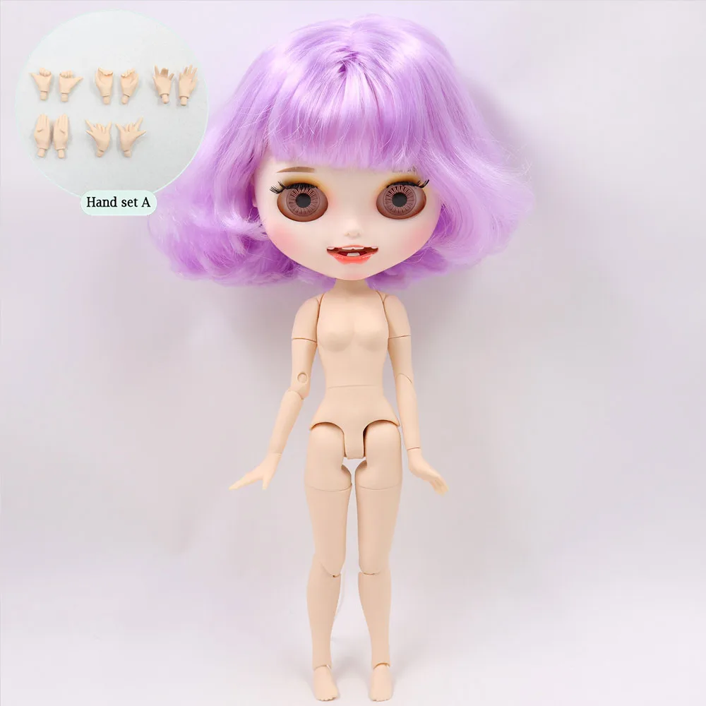 Ледяной обнаженный Blyth кукла No. BL7008 фиолетовые волосы резные губы открытый рот матовые индивидуальные лицо соединение тела 1/6 bjd - Цвет: like the picture