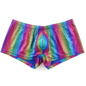 

Men Briefs Shorts Rainbow High Elastic Mesh Low Waist Underpants Male Fashion Casual Underwear Intimates