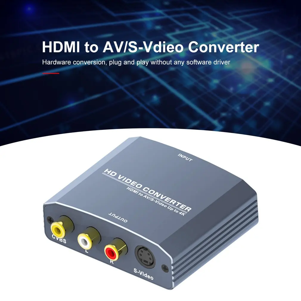 

HDMI TO CVBS/S-Video Converter Support 480i/576i/480p/576p/720p/1080i/1080P/4K Resolution for NTSC PAL