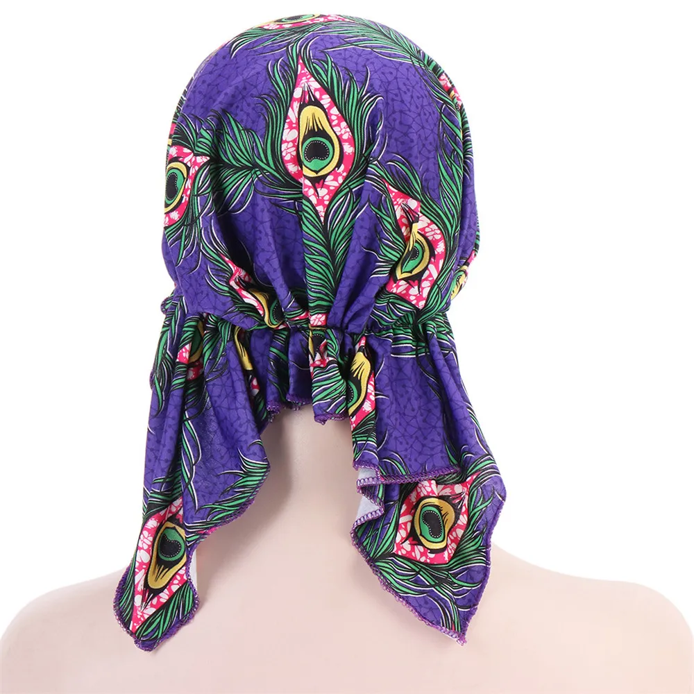 Fashion Printed Turban Hat Cotton Baotou Cap Muslim Stretch Head Scarf Turban Bonnet Women Inner Hijabs Chemotherapy Underscarf