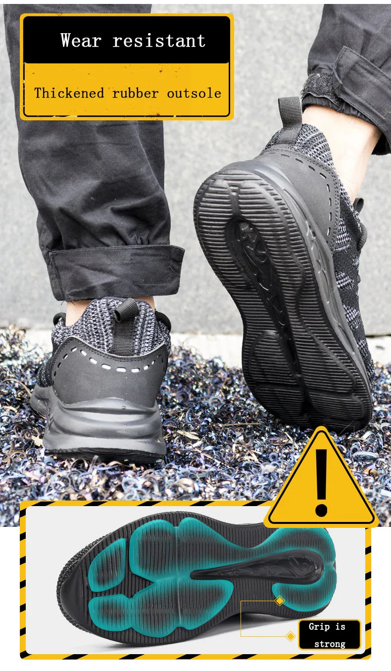 Men Steel Toe Work Shoes Lightweight Breathable Fashion Sport Safety Shoes Steel Toe Womens Shoes Indestructible Shoes Plus size
