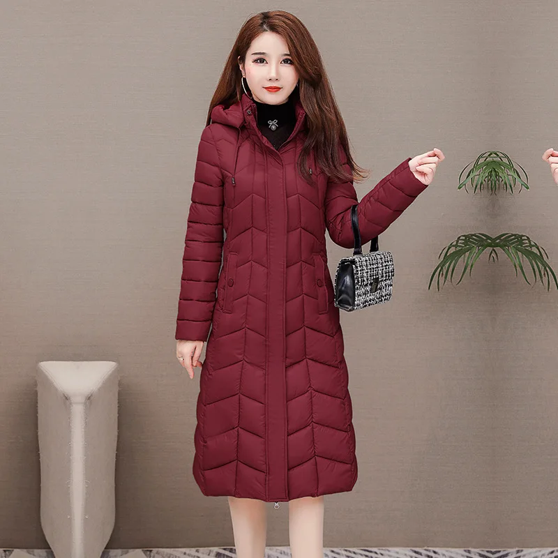 

2019 New Style Mom Cotton Coat Women's Thin down Jacket Cotton-padded Clothes Middle-aged Women Dress Slim Fit Elegant Long over