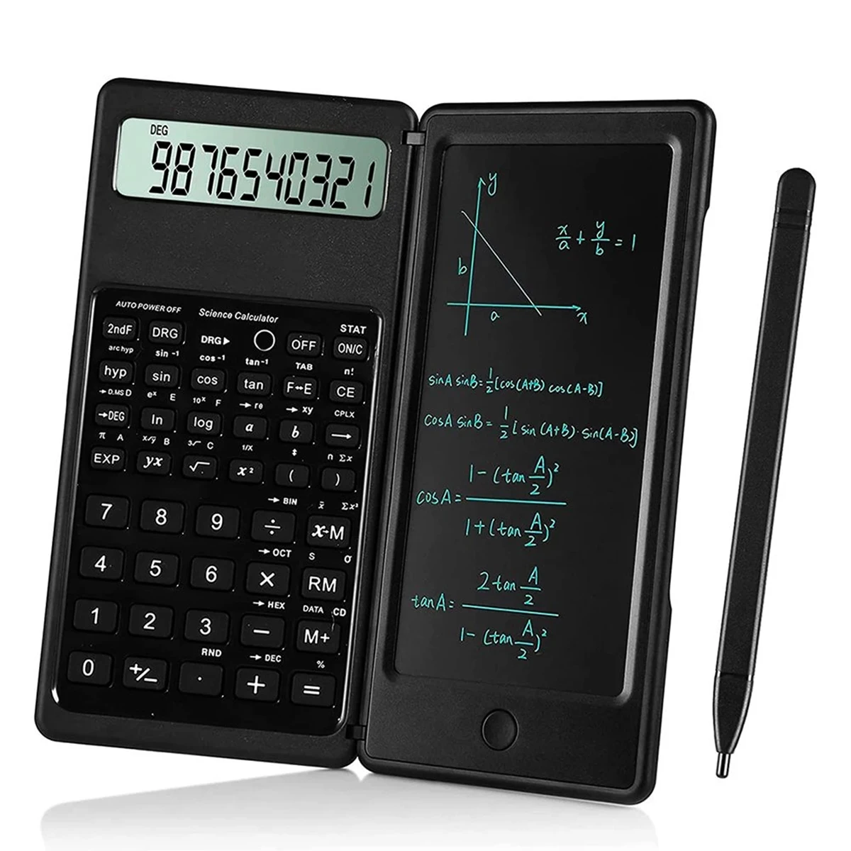 Calculadora portátil de 6,5 pulgadas, tableta de escritura con pantalla LCD, calculadora científica plegable, almohadilla de dibujo Digital con lápiz óptico