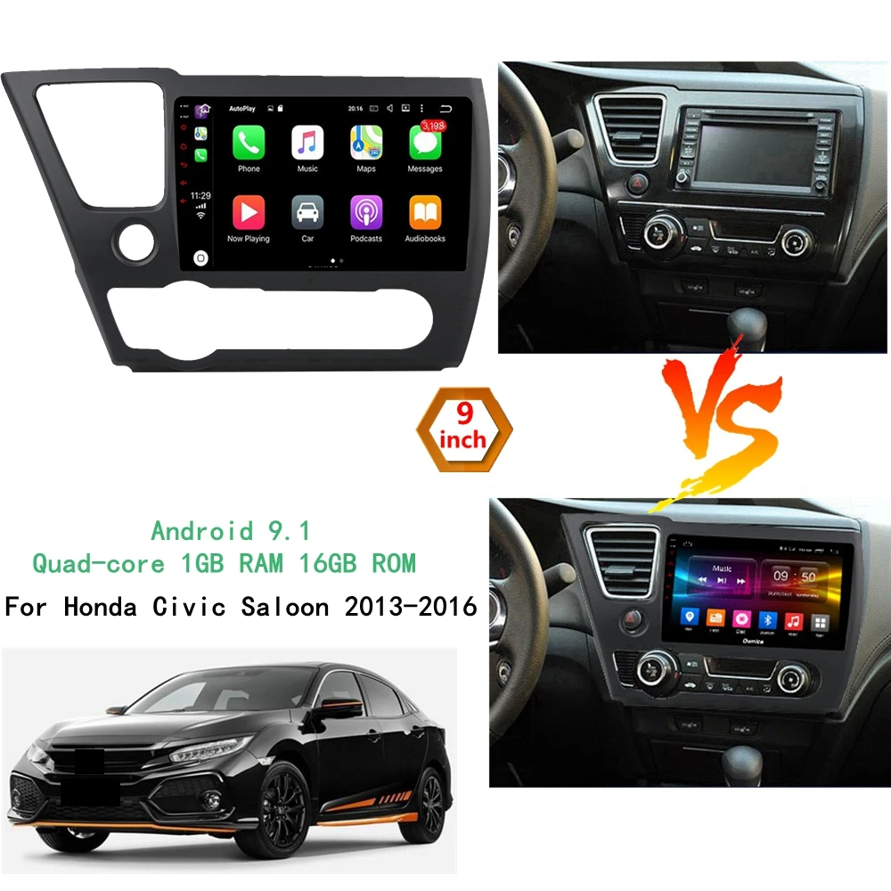 Для Honda Civic- Android 9,1 2+ 32G Автомобильный dvd-плеер gps навигация Wifi радио стерео