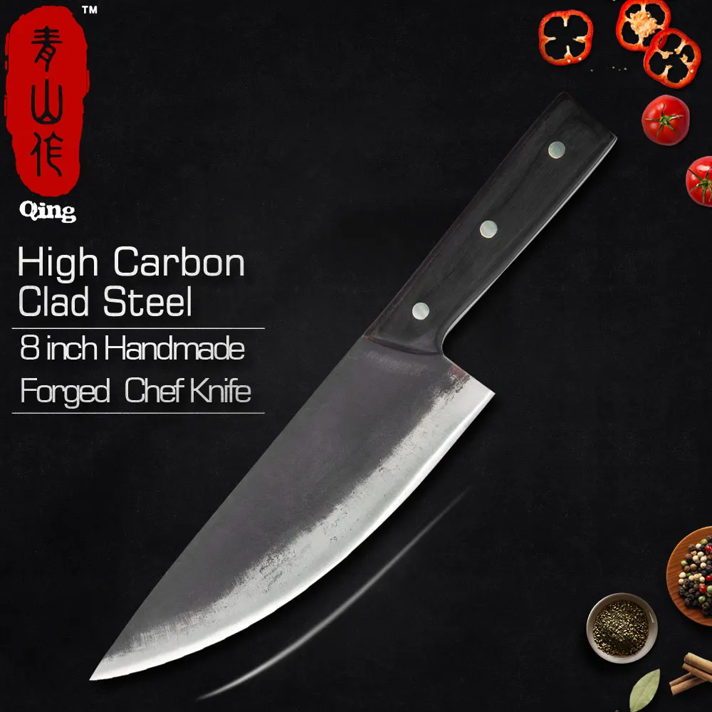 Цин разделочный кухонный нож высокого качества нож для мяса шеф-повара ручной работы из кованой нержавеющей стали крепкая твердость инструменты для мясника