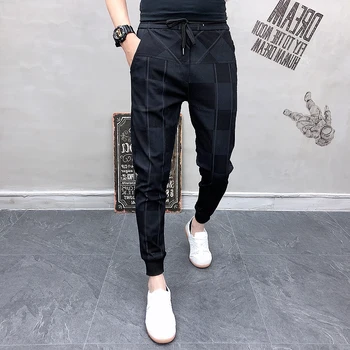 

Streetwear Lattice Printing Man Pant Joggers Trousers Men Hip Hop 2020 Spring Casual Harem Pant Pantalon Homme Moletom Masculino