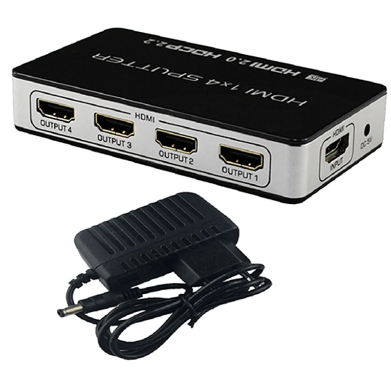 HDMI 2,0 сплиттер 1X4 4K hdmi-разделитель усилитель-переключатель с адаптером питания для PS4 pro Apple tv