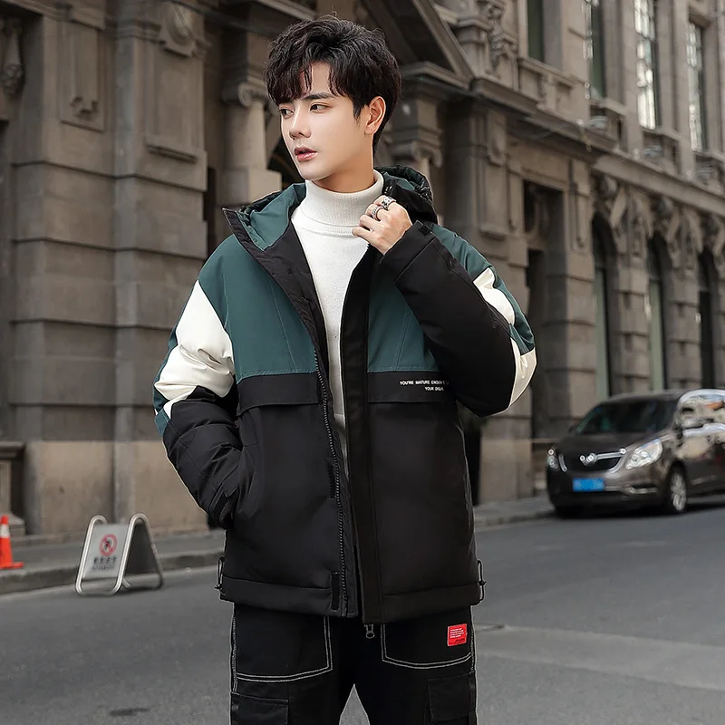 

Winter New Men's 80% Duck Warm Coat Patchwork Thick Hooded Jacket Male Outdoor Windproof Down Overcoats JK-841