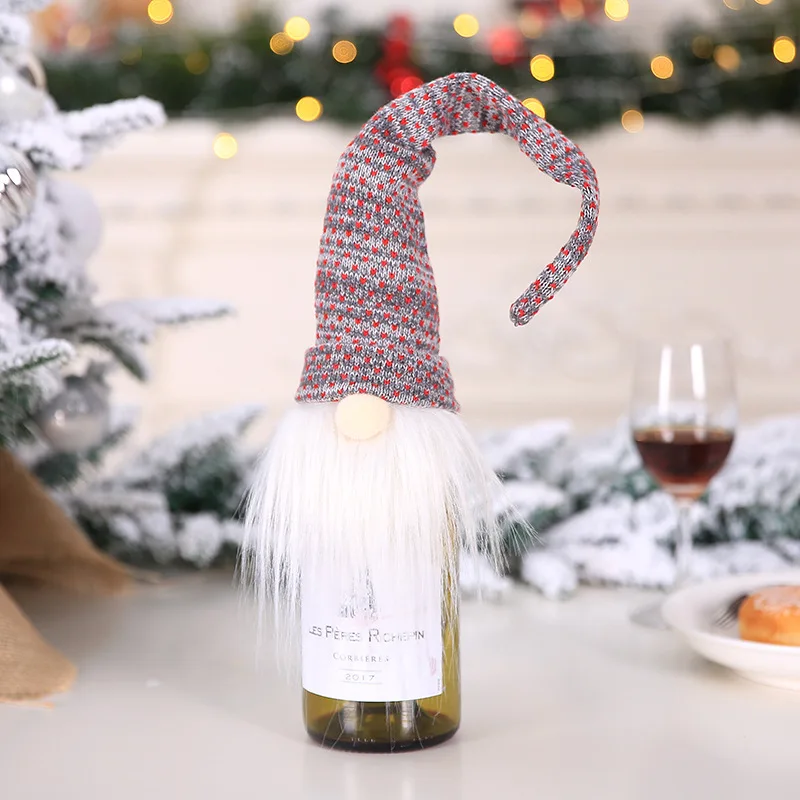 Новогодняя Рождественская бутылка вина, чехол, колокольчик, Санта Клаус, декорированная кукла, снеговик, олень, крышка для бутылки, кухонный декор для рождественского ужина, вечерние - Цвет: S 11x50cm