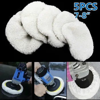 

5pcs Polishing Pads Bonnet Set Soft For 7-8\\\\\\\" Car Polisher Waxing White Reusable