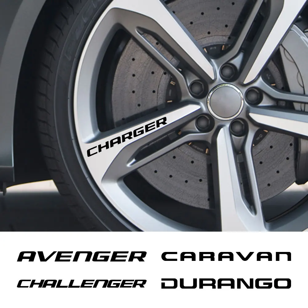 4pcs Car Wheel Rim Stickers For Dodge Avenger Caliber Caravan Challenger Charger Dart Durango