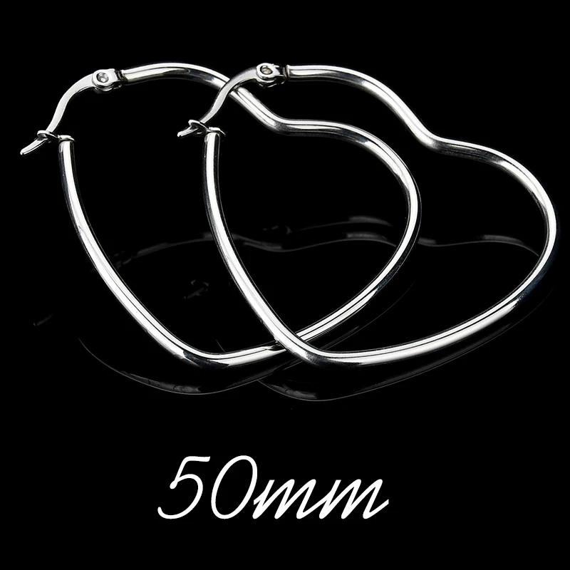 Heart2 50mm Raexrage богемные из нержавеющей стали Сердце Звезда большой круг обруч серьги Висячие круг серьги для женщин подарок Oorbellen Femme - Окраска металла: Heart2 50mm