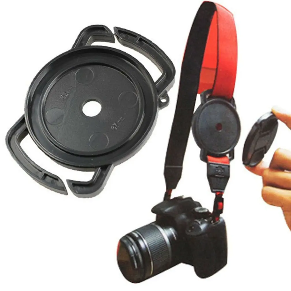 Camera Buckle Lens Cap Keeper Base Holder 40.5 52 55 58 62 67 72 77 82mm For Canon Nikons Sony DSLR Lens Cap Protect Neck Strap