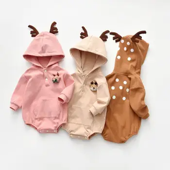 

Baby Autumn Winter Bodysuits Clothes Cute Christmas Deer Pattern Toddler Boys Girls Cotton Jumpsuits One Pieces Children Outfits
