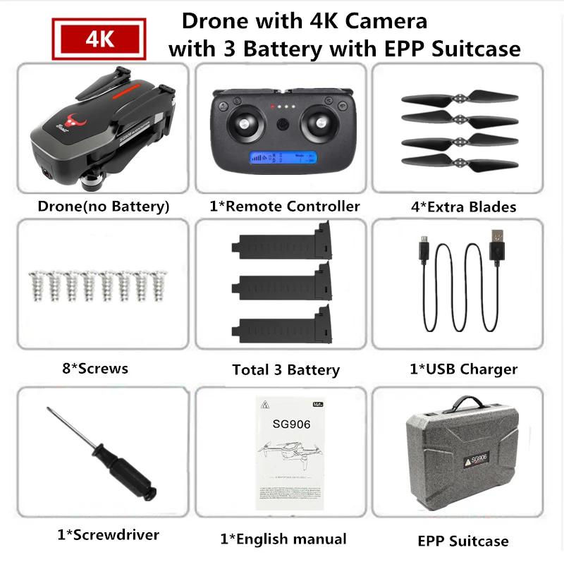 B9 4K 3B EPP Box SG906 RC gps Дрон 4K Квадрокоптер с камерой 5G wifi бесщеточный Квадрокоптер складной Дрон с камерой HD VS SJRC F11 PRO Дрон - Цвет: B9 4K 3B EPP Box