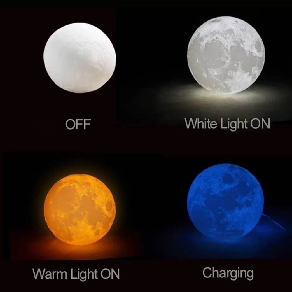 Светодиодный ночник с 3D луной перезаряжаемый сенсорным управлением|Ночники| |