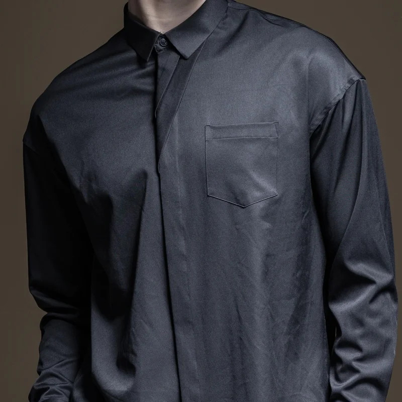 Camisas Para Hombre Camisa Social Pinli полная осень Новая мужская рубашка с длинными рукавами и украшением, Молодежный топ B193513330