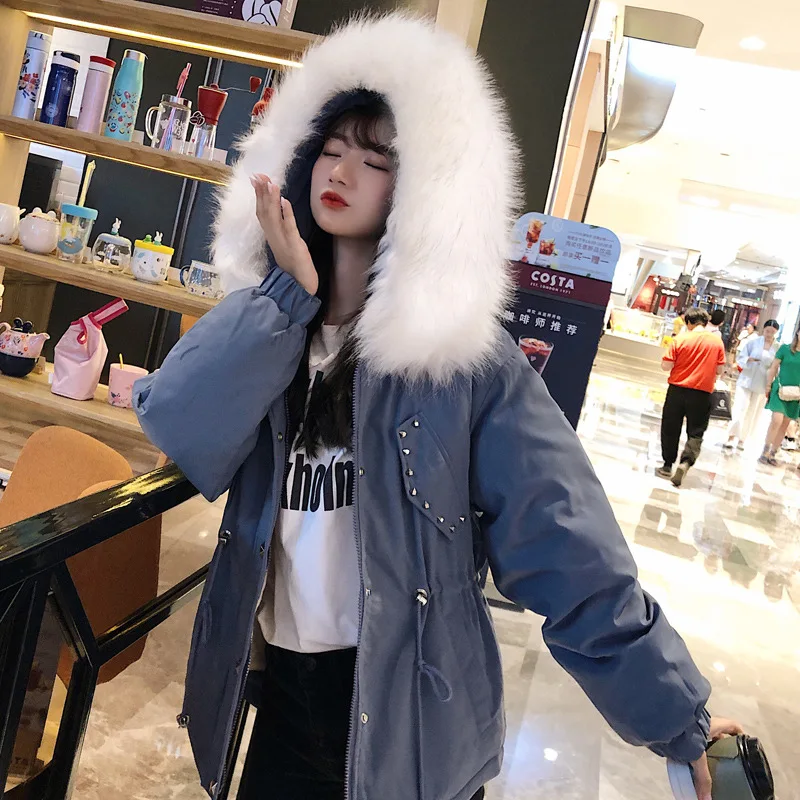 #*Cheap Winter Jacket Women Plus Size Womens Parkas Thicken Fur Collar Outerwear solid hooded Coats Long Female Cotton Padded DP911