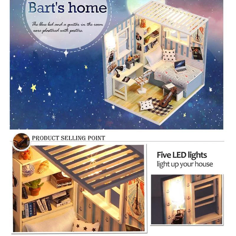 Roombox Кукольный дом Миниатюрный Кукольный домик с мебельным комплектом деревянный дом Miniaturas игрушки для детей Новогодние рождественские подарки