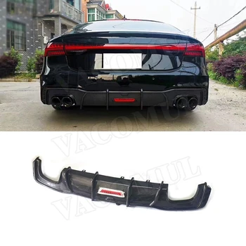 

Carbon fiber Rear Lip Diffuser With Lamp Spoiler For Audi A7 S7 RS7 2019-2021 FRP Car Fins Shark Style Bumper Protector