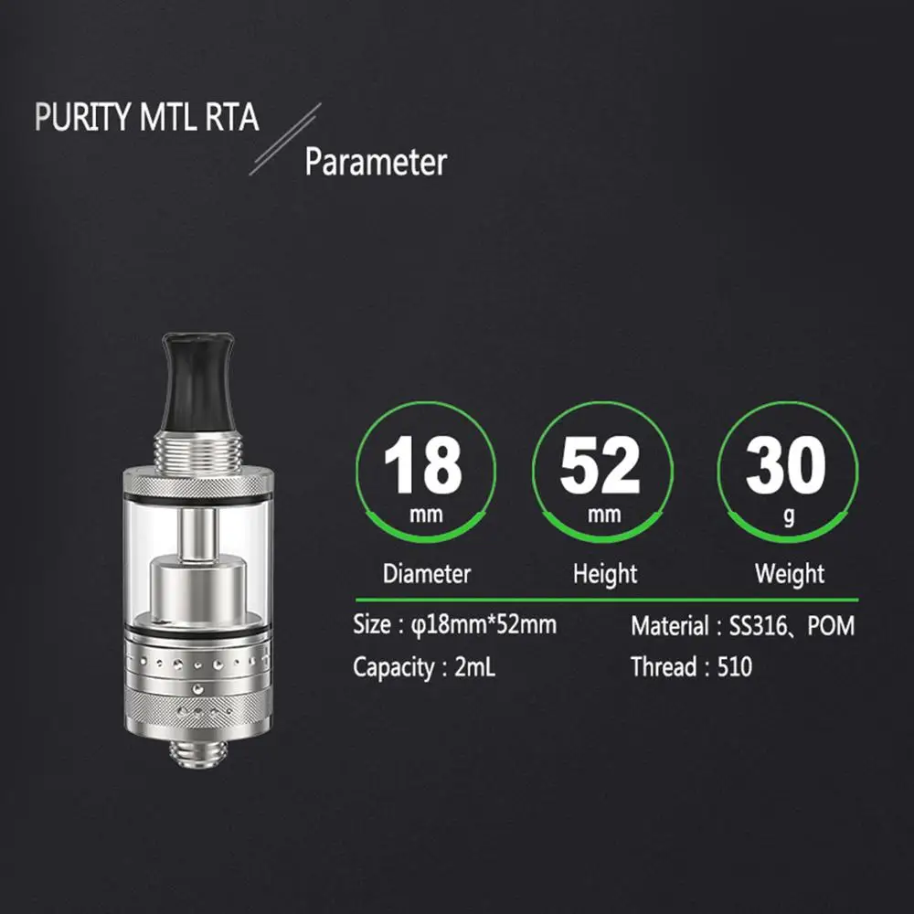 Volcanee чистоты MTL RTA Ремонтопригодный бак 2 0 мл емкость контроль воздушного потока