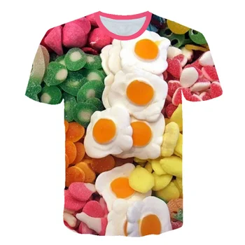 

Japanese Harajuku Cute Beautiful Egg candys funny t shirt women 3d Kawaii cartoon print tshirt novelty female t-shirt tops
