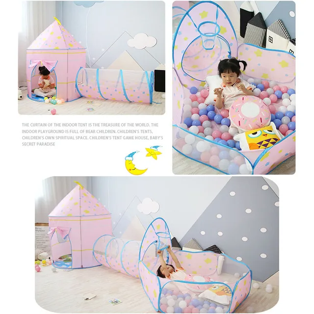 3 in 1 Children Tent House Toy Ball Pool Portable Children Tipi Tents House Ball Pit Pool Tent Kids Removable Tent Gifts 4