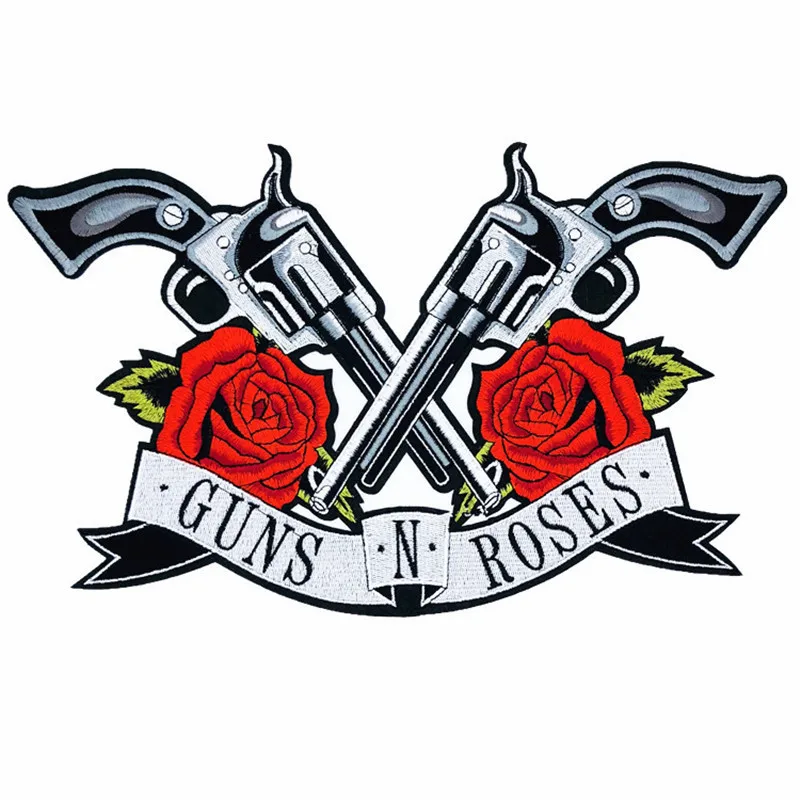 Панк пистолеты N Roses Череп Железный на вышивки патчи байкер наклейки одежда вышивка куртка мотоцикл рюкзак большие нашивки
