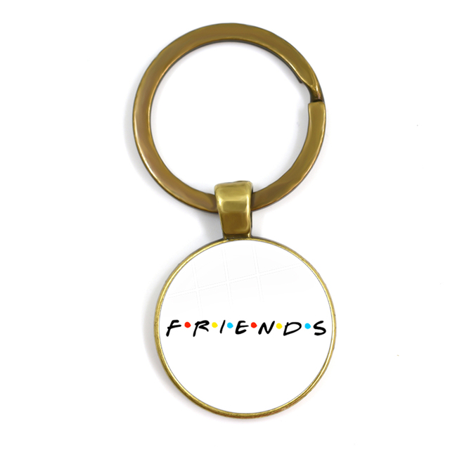 Friends TV Show Pendant Keychain Character Cartoon Fun Pattern 25mm Glass Cabochon Key Ring Keyholder Good Friend Gift