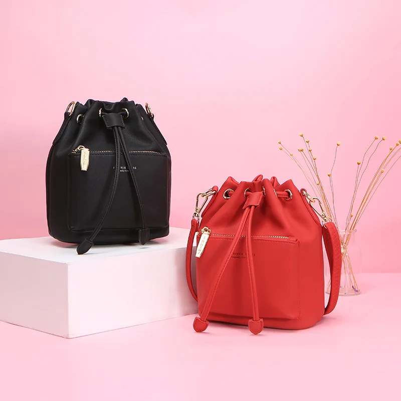 Модная женская сумка-мешок на шнурке, мягкая кожаная сумка-мессенджер через плечо, женские сумки на плечо, женская сумка, сумка на шнурке
